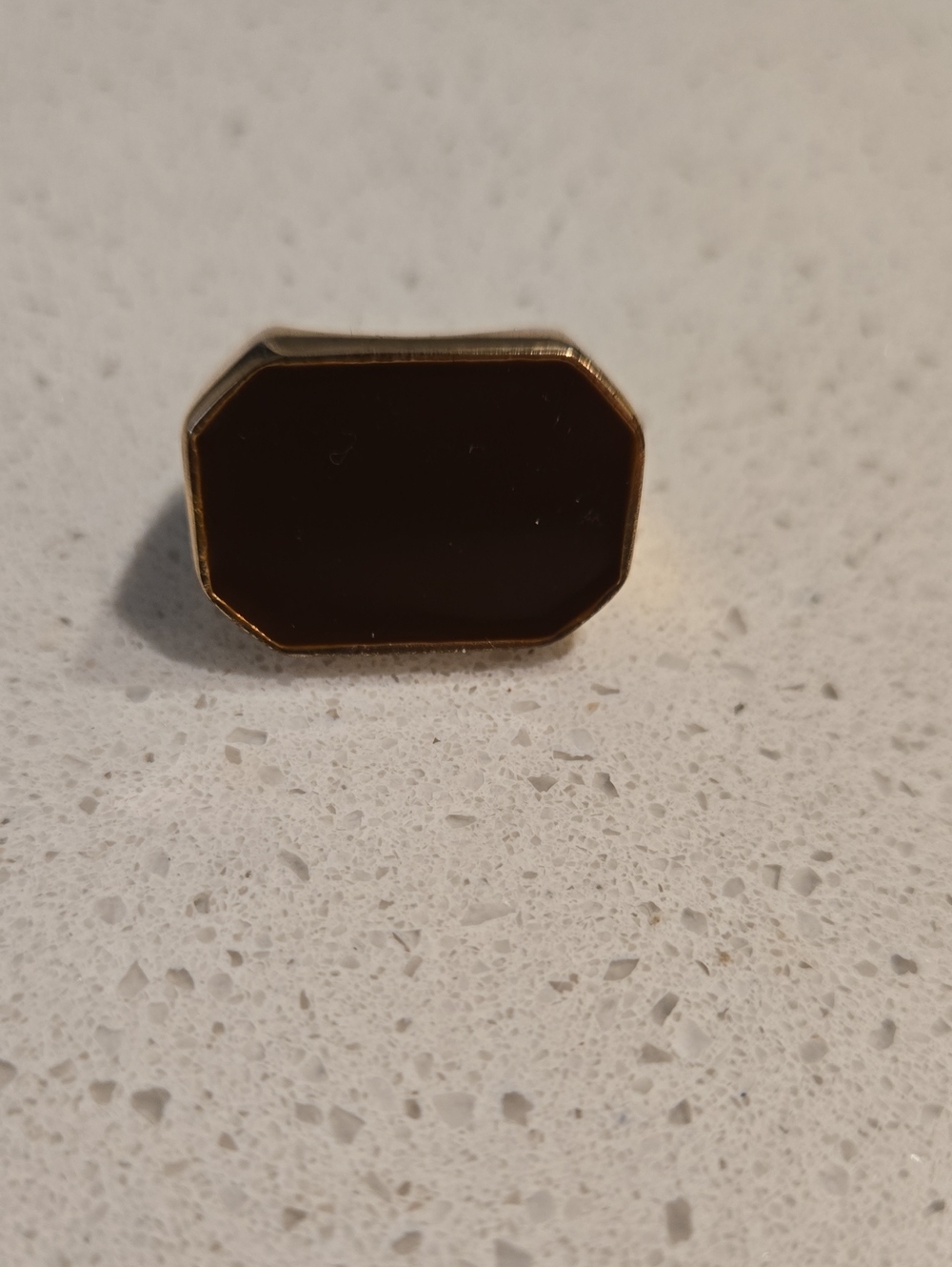 Octagonal Brown and Gold Enamel Ring